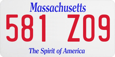 MA license plate 581ZO9