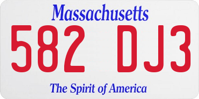 MA license plate 582DJ3