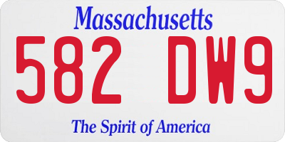MA license plate 582DW9