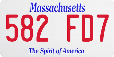 MA license plate 582FD7