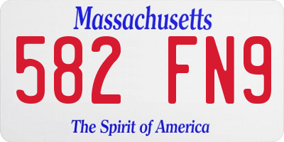 MA license plate 582FN9