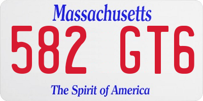 MA license plate 582GT6
