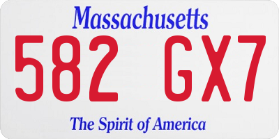MA license plate 582GX7