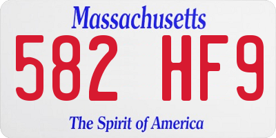 MA license plate 582HF9