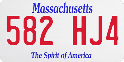 MA license plate 582HJ4