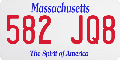 MA license plate 582JQ8