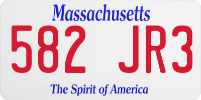MA license plate 582JR3