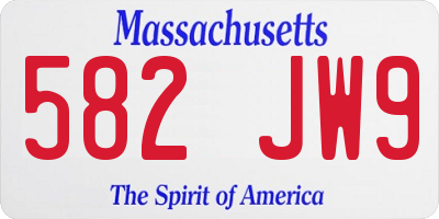 MA license plate 582JW9