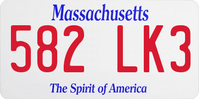 MA license plate 582LK3