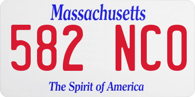 MA license plate 582NC0