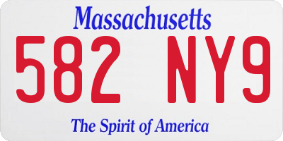 MA license plate 582NY9