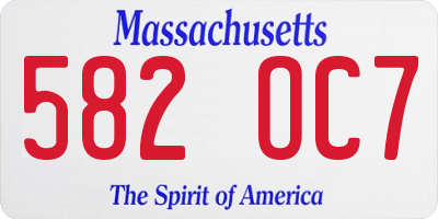 MA license plate 582OC7