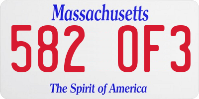 MA license plate 582OF3