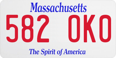 MA license plate 582OK0