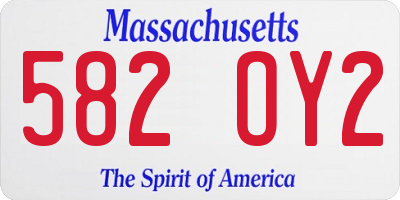 MA license plate 582OY2