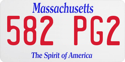 MA license plate 582PG2