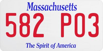 MA license plate 582PO3