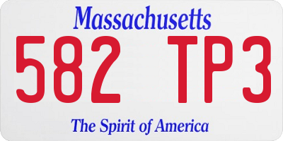 MA license plate 582TP3