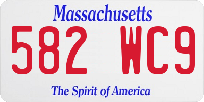 MA license plate 582WC9