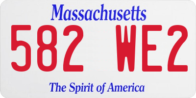 MA license plate 582WE2
