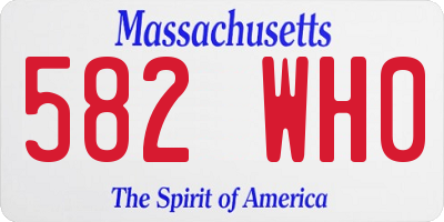 MA license plate 582WH0