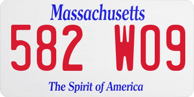 MA license plate 582WO9