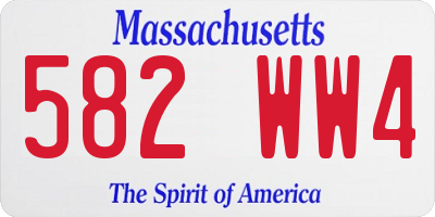 MA license plate 582WW4