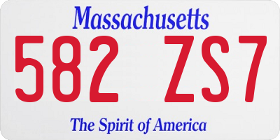 MA license plate 582ZS7