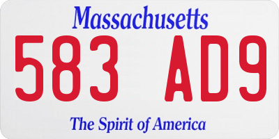 MA license plate 583AD9