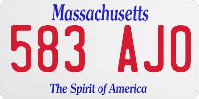 MA license plate 583AJ0