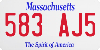 MA license plate 583AJ5