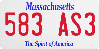 MA license plate 583AS3
