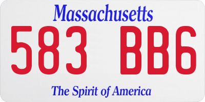 MA license plate 583BB6