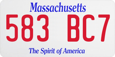 MA license plate 583BC7