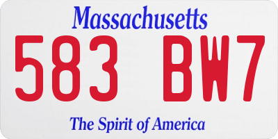 MA license plate 583BW7