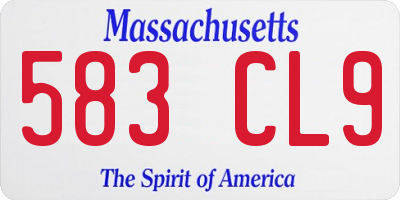 MA license plate 583CL9
