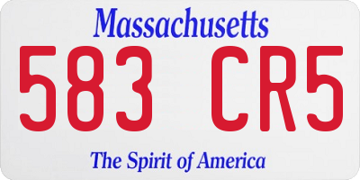 MA license plate 583CR5