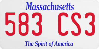 MA license plate 583CS3
