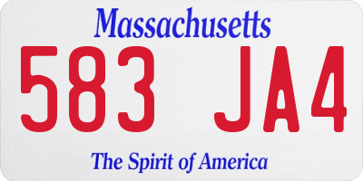 MA license plate 583JA4