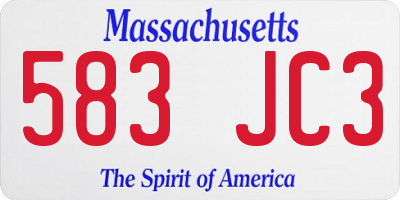 MA license plate 583JC3
