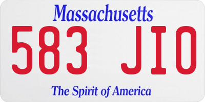 MA license plate 583JI0