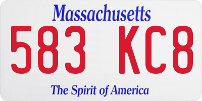 MA license plate 583KC8