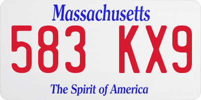 MA license plate 583KX9