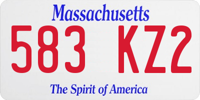 MA license plate 583KZ2