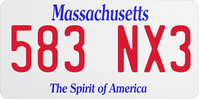 MA license plate 583NX3