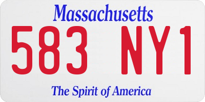 MA license plate 583NY1