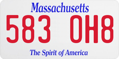MA license plate 583OH8