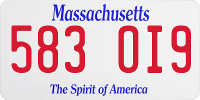 MA license plate 583OI9