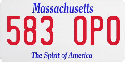 MA license plate 583OP0