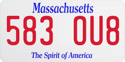 MA license plate 583OU8